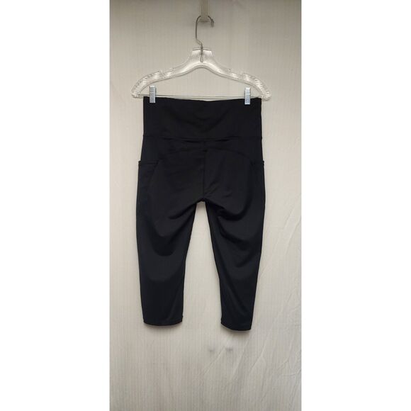 Olka Leopard Capri Leggings/ Black Leggings Size Large - Picture 5 of 6